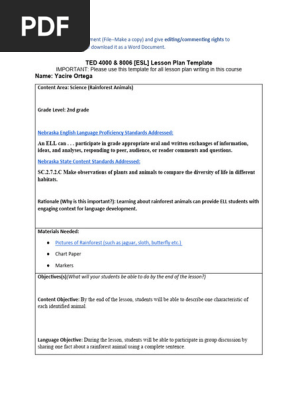 first esl lesson plan
