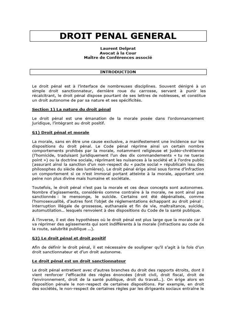 Nature et spécificités du droit pénal | PDF | Loi | Loi criminelle