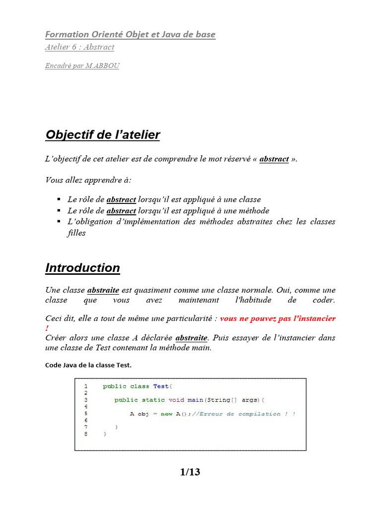 Comprendre les classes abstraites en Java | PDF | Classe (informatique ...