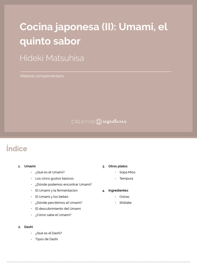 Umami: El Quinto Sabor en Cocina Japonesa | PDF | Umami | Cocina japonesa
