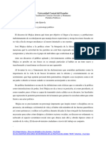 Análisis de Discurso y Personaje Político - Martín Quirola