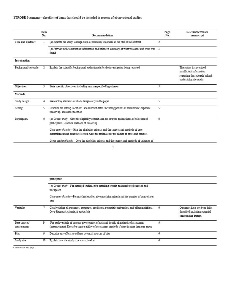 STROBE Checklist v4 Combined PlosMedicine - Reviewer | PDF | Cohort ...