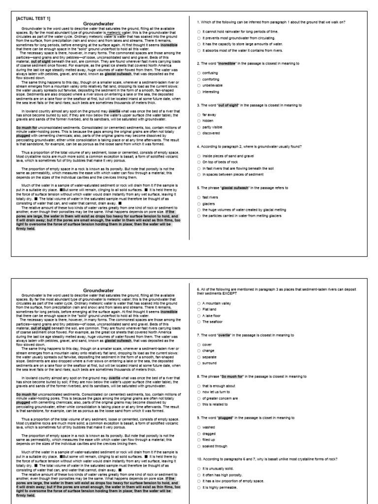 RC Actual Test #1-10 | PDF | Porosity | Rituals