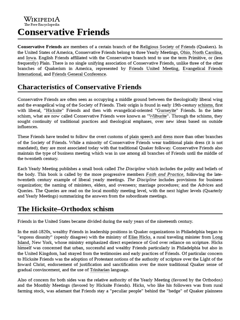 Conservative Friends | PDF | Abrahamic Religions | Christian Movements