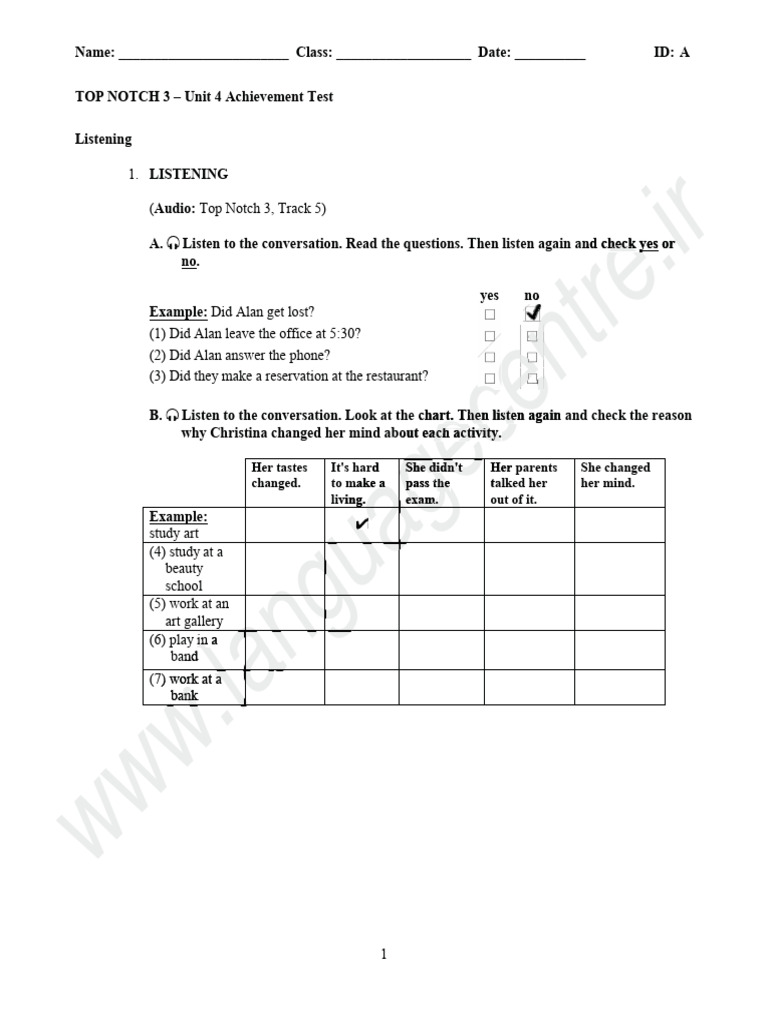 Top Notch 3 Unit 4 Answers Guide | PDF