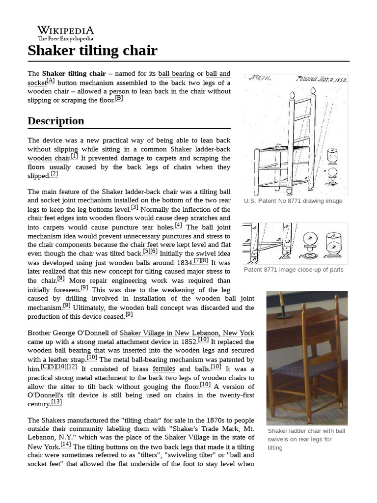 Shaker Tilting Chair PDF Celibacy Manufactured Goods