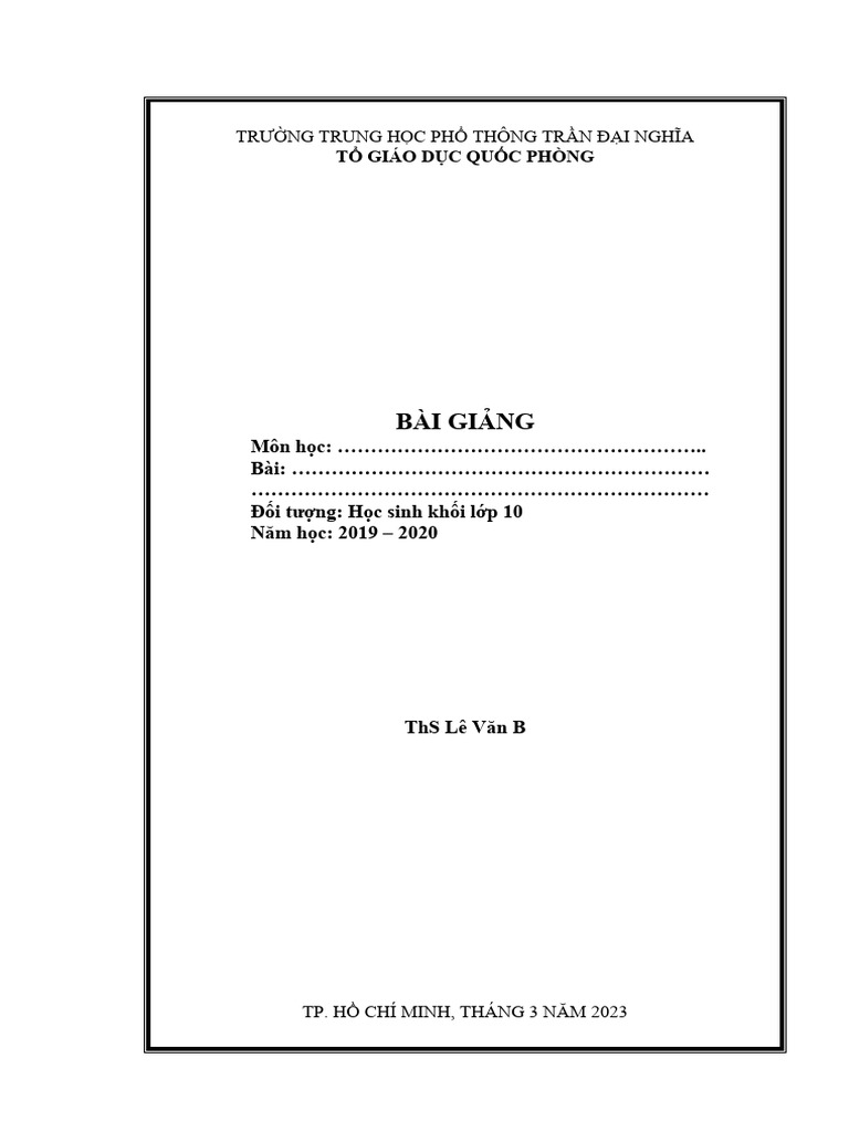 Mau 1 Bia - Bai Giang - KHGB THPT | PDF