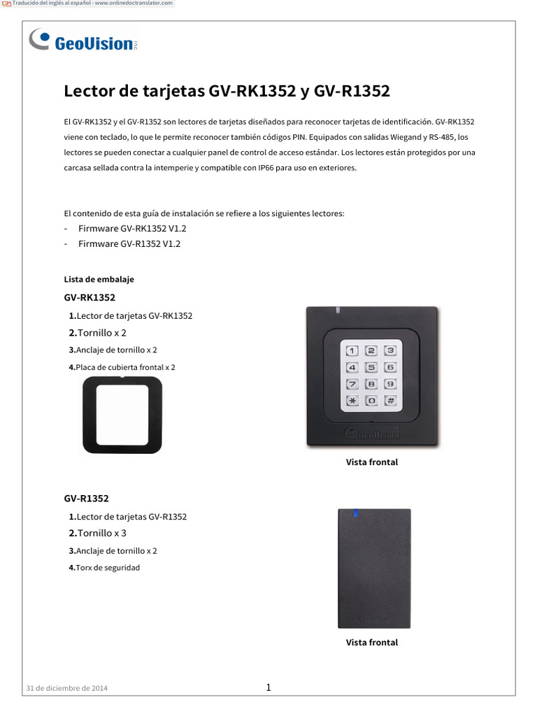 GV-RK1352 R1352 InstallationGuide 141231.en - Es | PDF