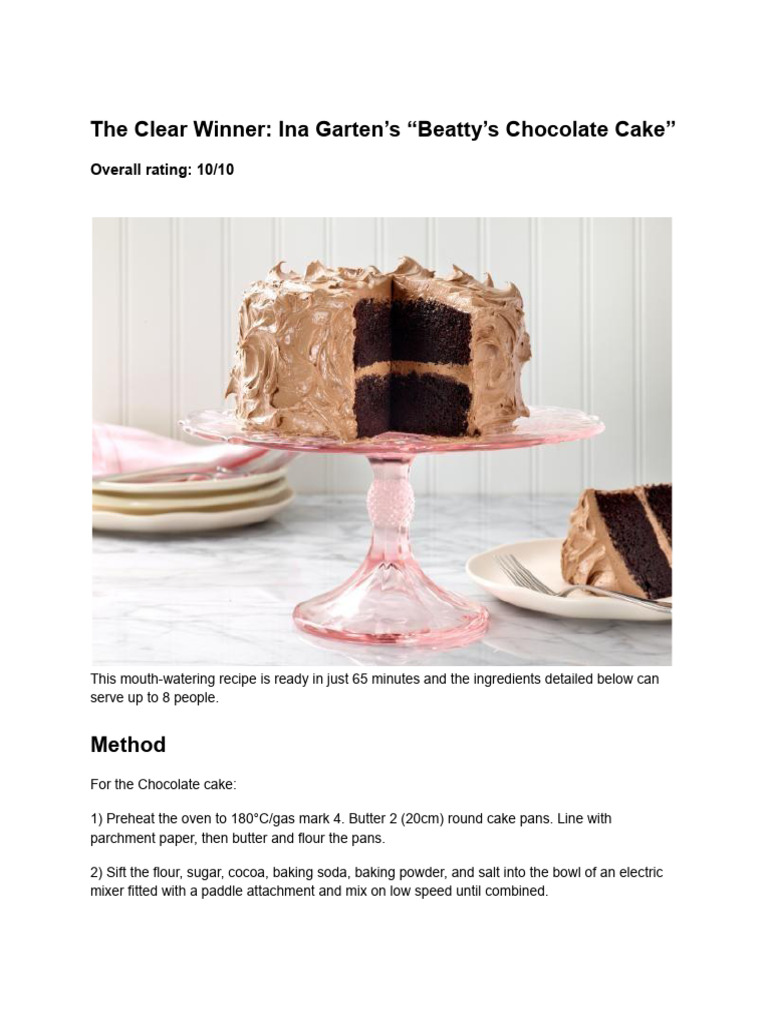 The Clear Winner Ina Garten's "Beatty's Chocolate Cake" | PDF | Cakes ...