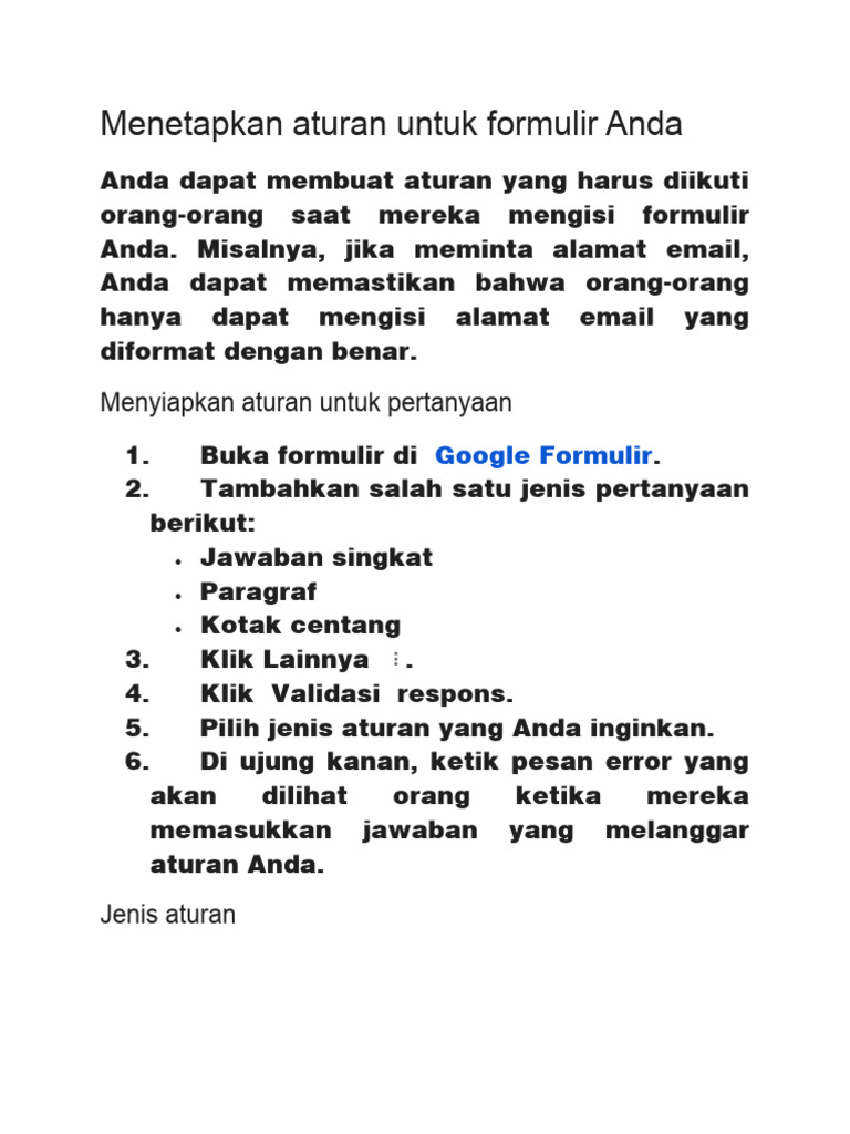 Image Result For Cara Menetapkan Aturan Untuk Formulir Anda Google Help