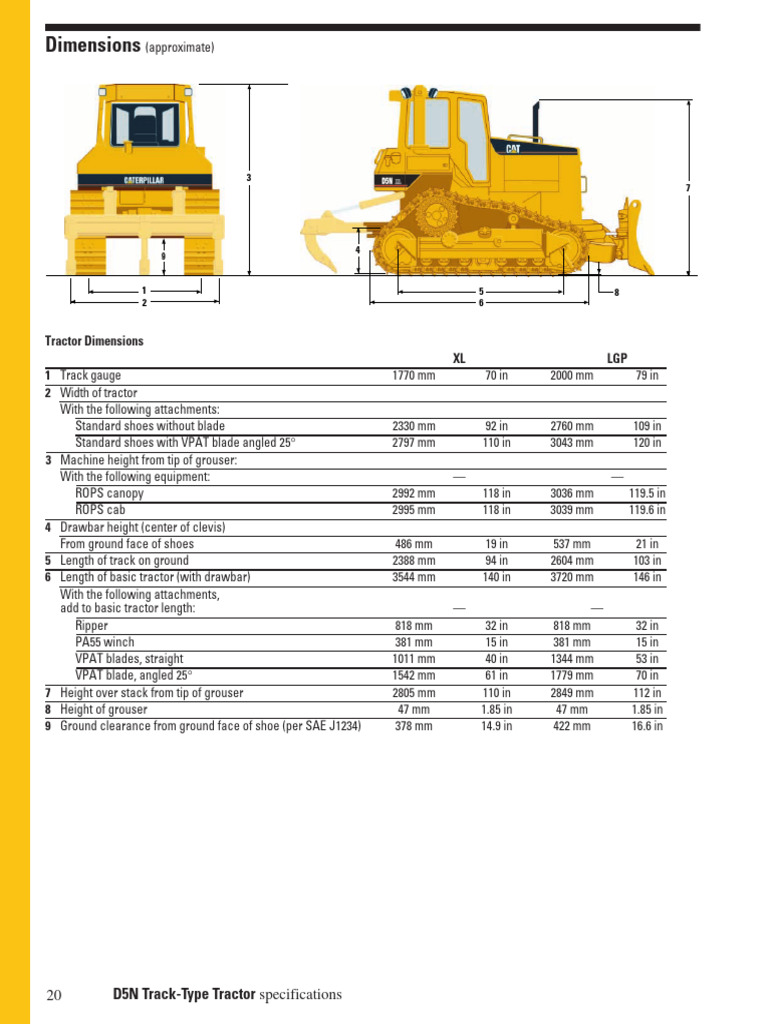 Cat D5N Spec PDF Horsepower Tractor