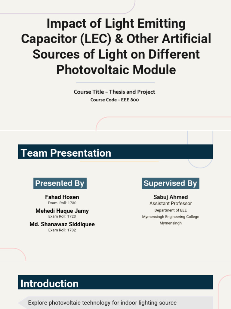 Impact of Light Emitting Capacitor (LEC) & Other Artificial Sources of