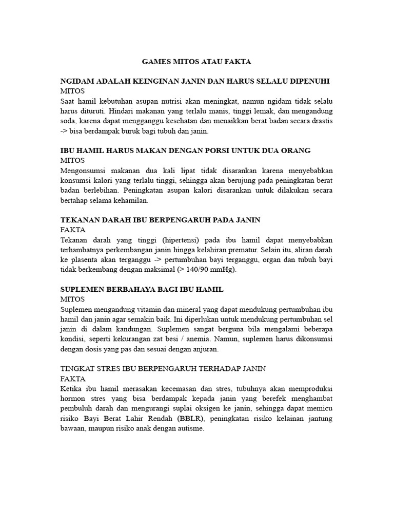 Games Mitos Atau Fakta Pdf