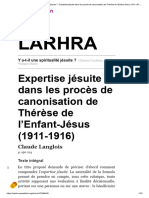 Y A-T-Il Une Spiritualité Jésuite - Expertise Jésuite Dans Les Procès de Canonisation de Thérèse de l'Enfant-Jésus (1911-1916) - LARHRA