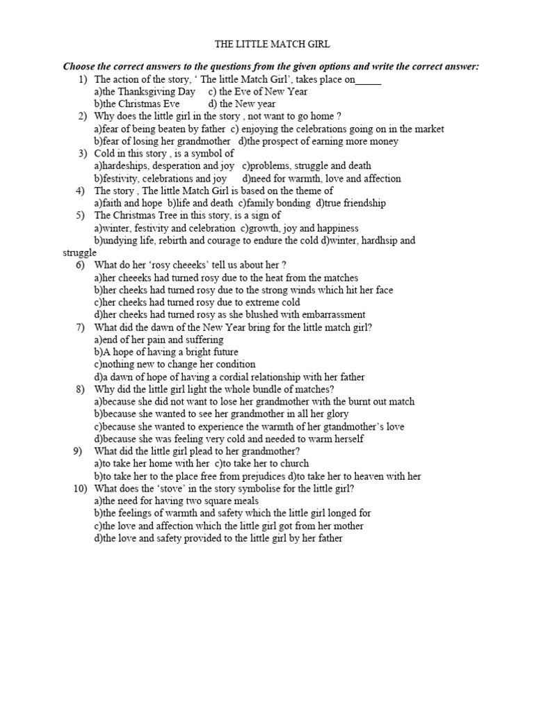 THE LITTLE MATCH GIRL PDF