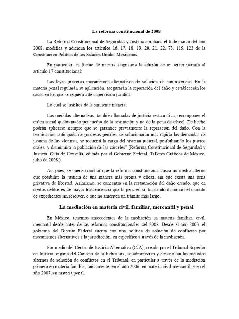 Reforma Constitucional de 2008 en México | PDF | Mediación | Gobierno ...