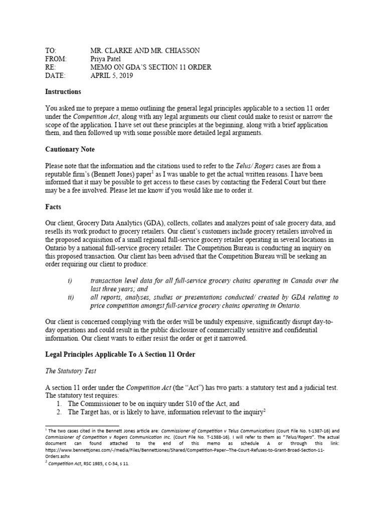 Legal Memo on Section 11 Order Compliance | PDF | Crimes | Crime & Violence