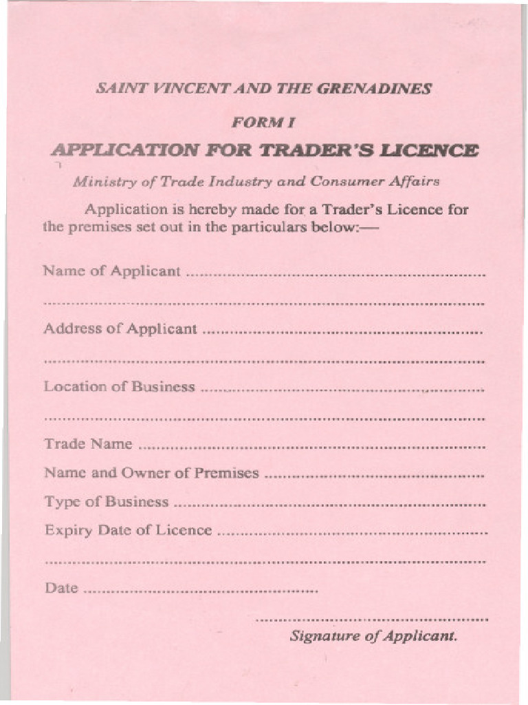 Application For Traders Licence | PDF