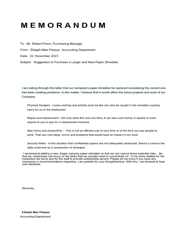Proposal for New Paper Shredder | PDF | Business