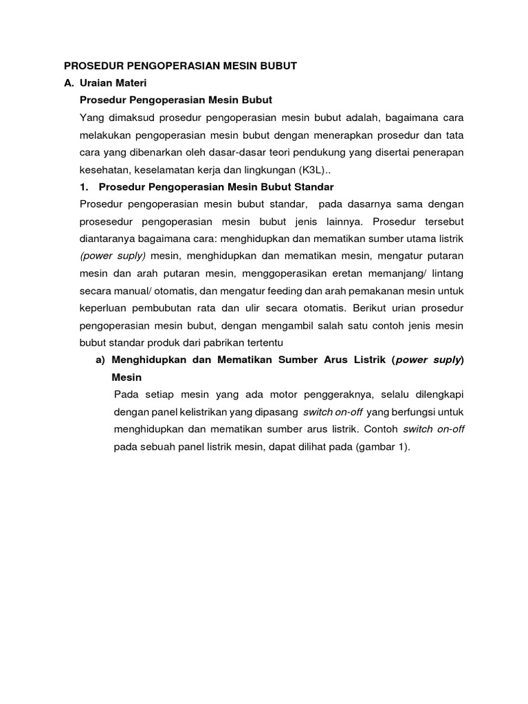 Prosedur Pengoperasian Mesin Bubut Pdf