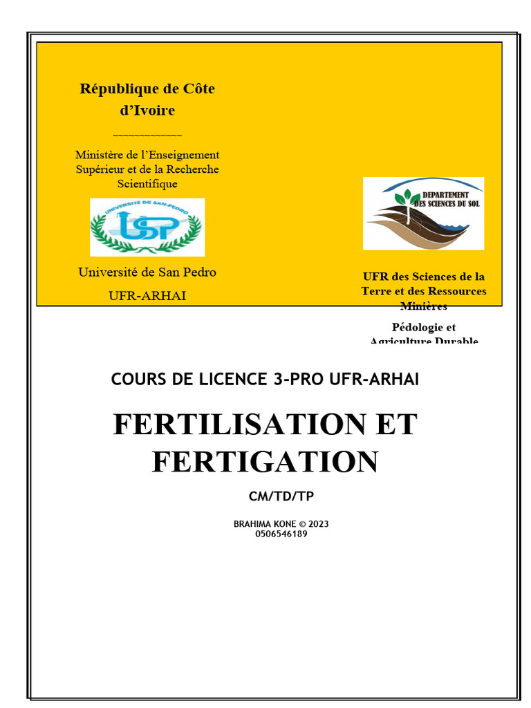 Cours sur Fertilisation et Fertigation | PDF | Fertilisant | Sol ...