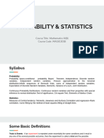 Probability & Statistics: Course Title: Mathematics III (B) Course Code: MA181301B