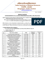 Result Notice For The Recruitment of JUNIOR RESIDENTS Non Academic Blood Bank Medical Officer JR in Blood Bank Held On 04th 05th October 2023. 1