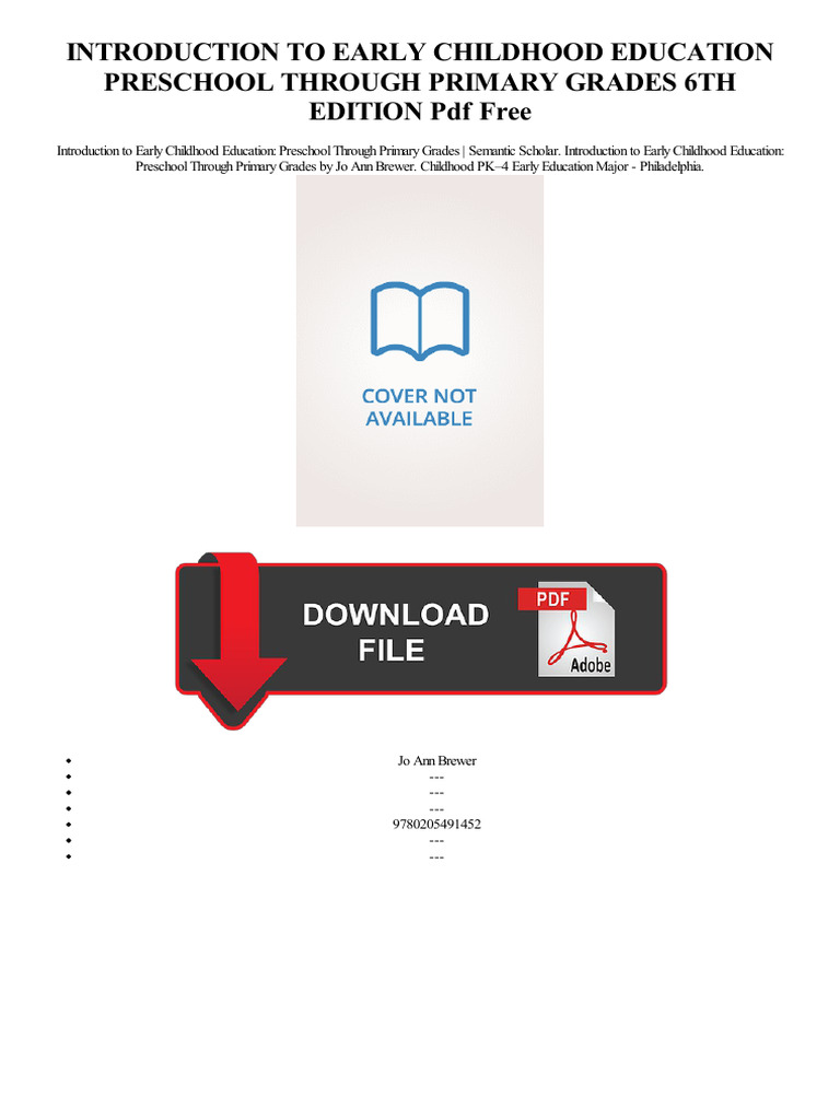 Early Childhood Education Overview 6th Ed. | PDF | Early Childhood ...
