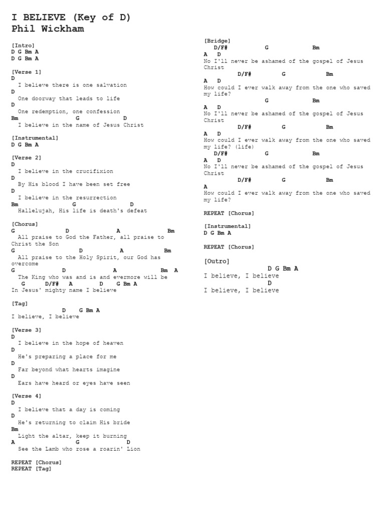 I Believe - Phil Wickham (D) | PDF