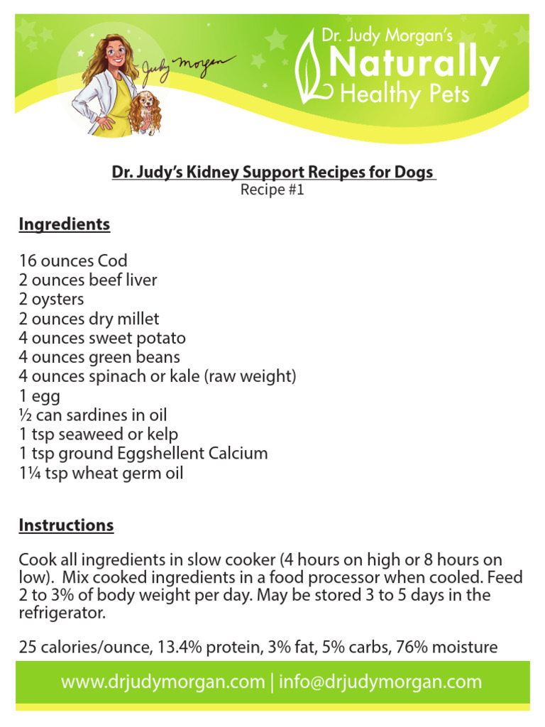 Kidney Support Recipes for Dogs | PDF | Cooking, Food & Wine | Wellness