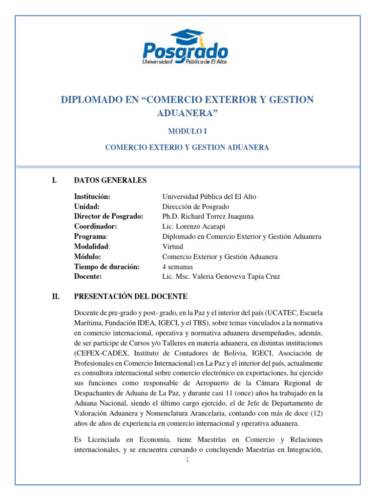 Diplomado en Comercio Exterior y Aduanas | PDF | aduana | El comercio ...