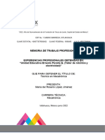 Memoria de Trabajo Profesional: Que para Obtener El Título De: Técnico en Mecatrónica