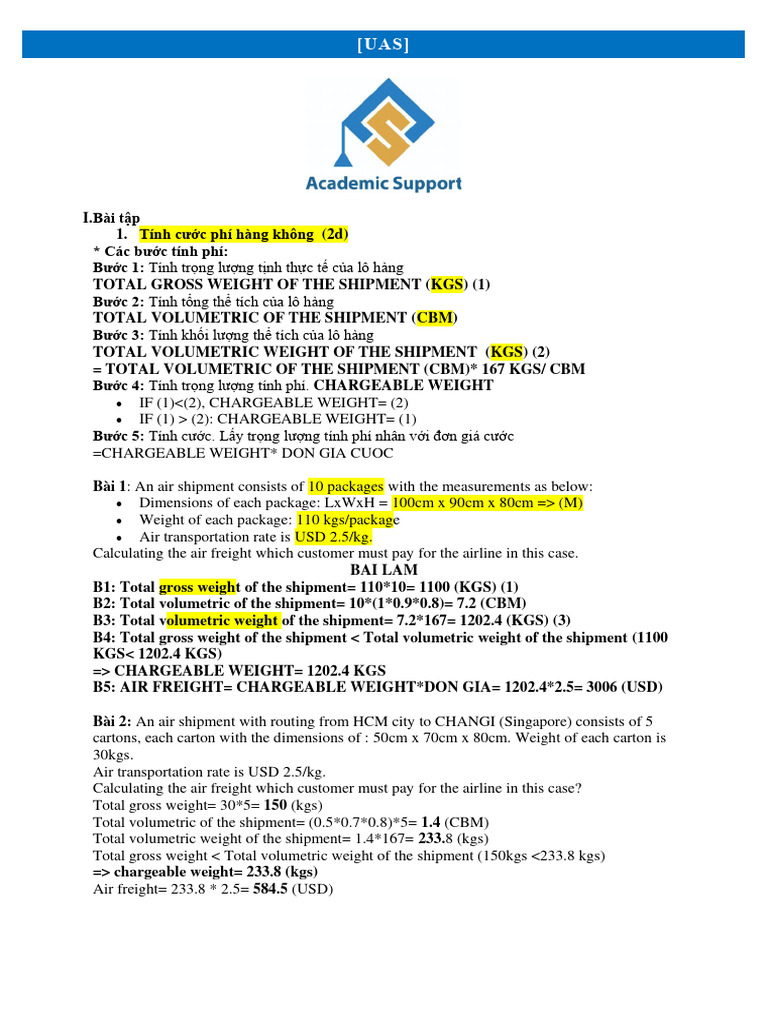 Air Freight Calculation Guide | PDF | Manufactured Goods | Ships