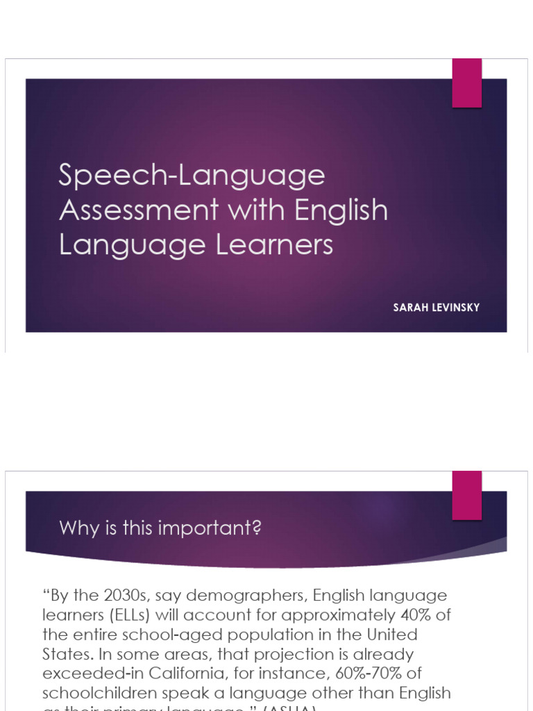 English Language Learners Assessment | PDF | Second Language ...