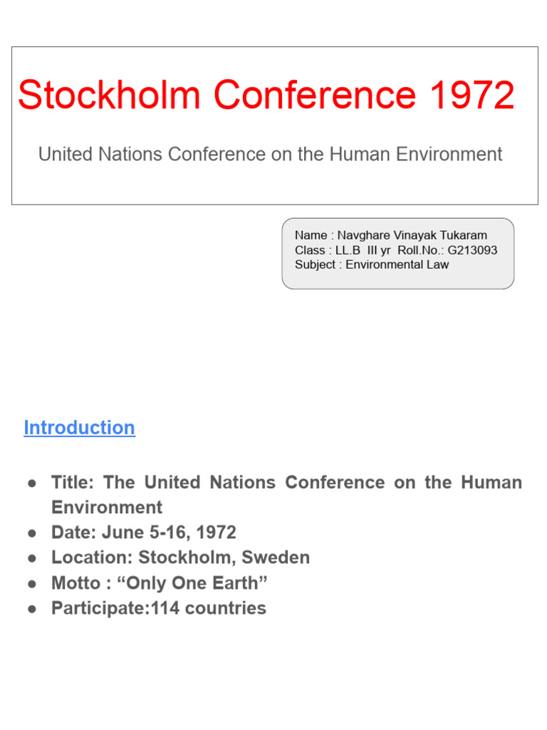 Stockholm Conference 1972 Download Free PDF Environmentalism
