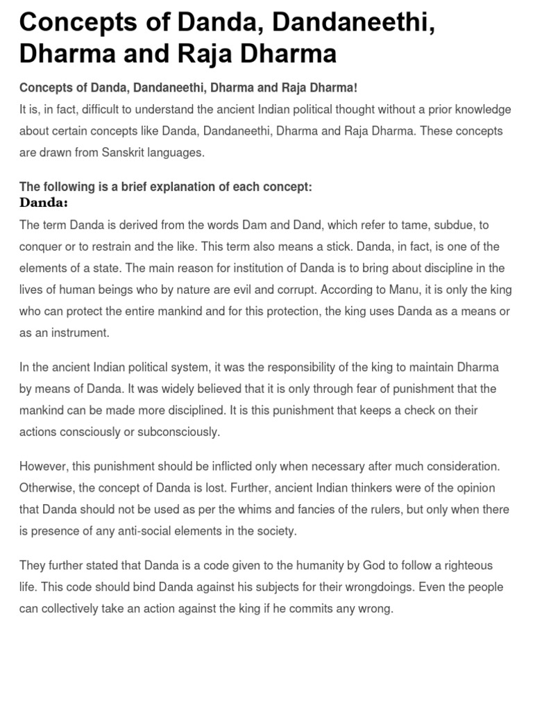 Concepts of Danda Dandaneethi Dharma and PDF Dharma