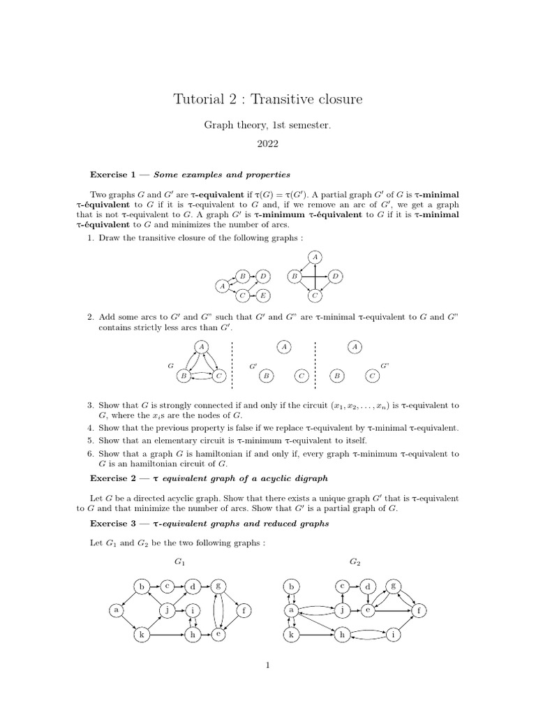 Transitive Closure in Graph Theory Exercises | PDF | Graph Theory ...