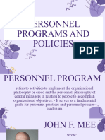 Personnel Programs and Policies