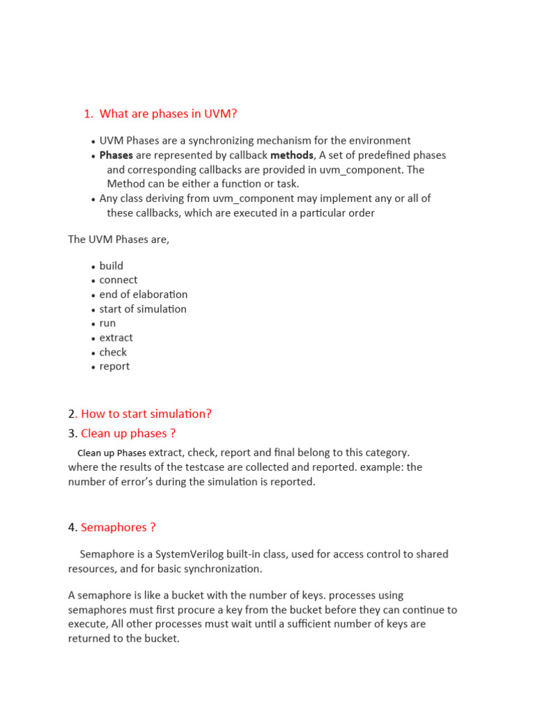 UVM Phases and Semaphore Overview | PDF | Method (Computer Programming ...
