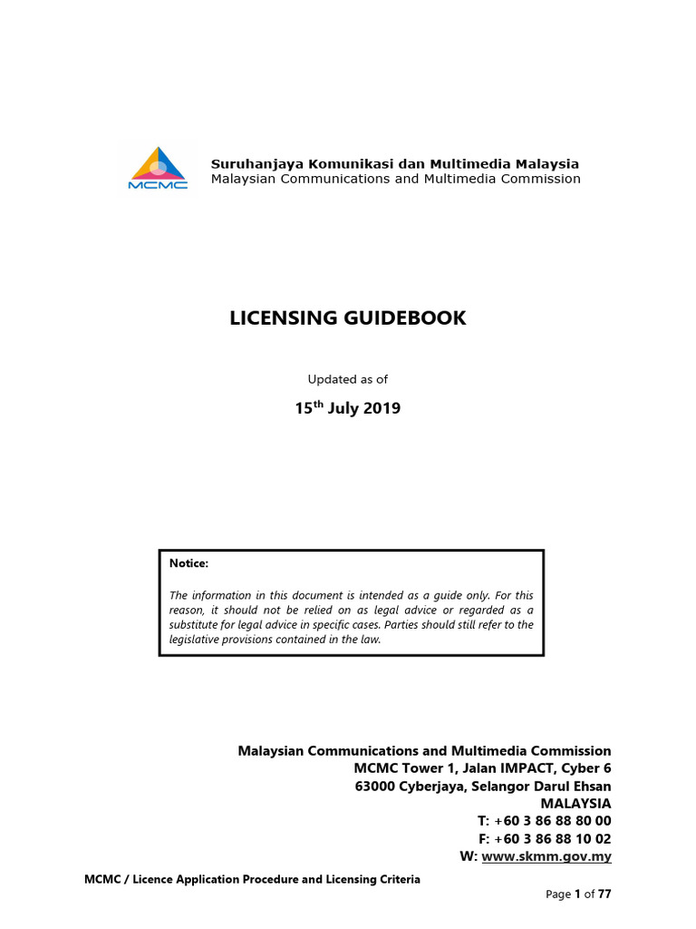 MCMC Licensing Guidebook 2024 | PDF | Computer Network | License