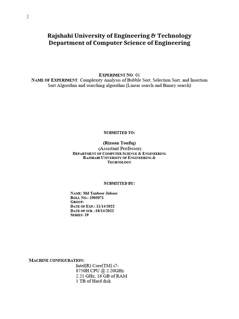 Lab 1 pdf computer science algorithms and data structures