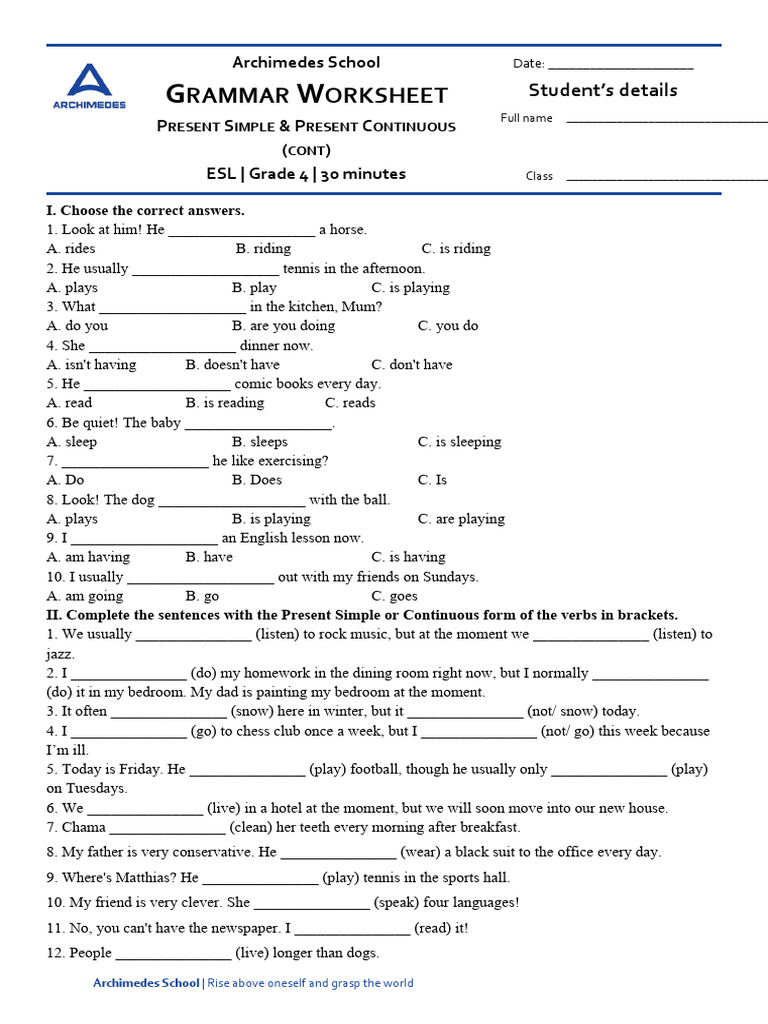 3.2 Present Simple & Present Continuous | PDF