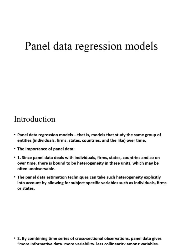 Panel data regression models pdf ordinary least squares fixed