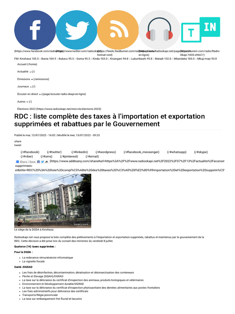 RDC : Taxes Import-Export Supprimées | PDF | Économie