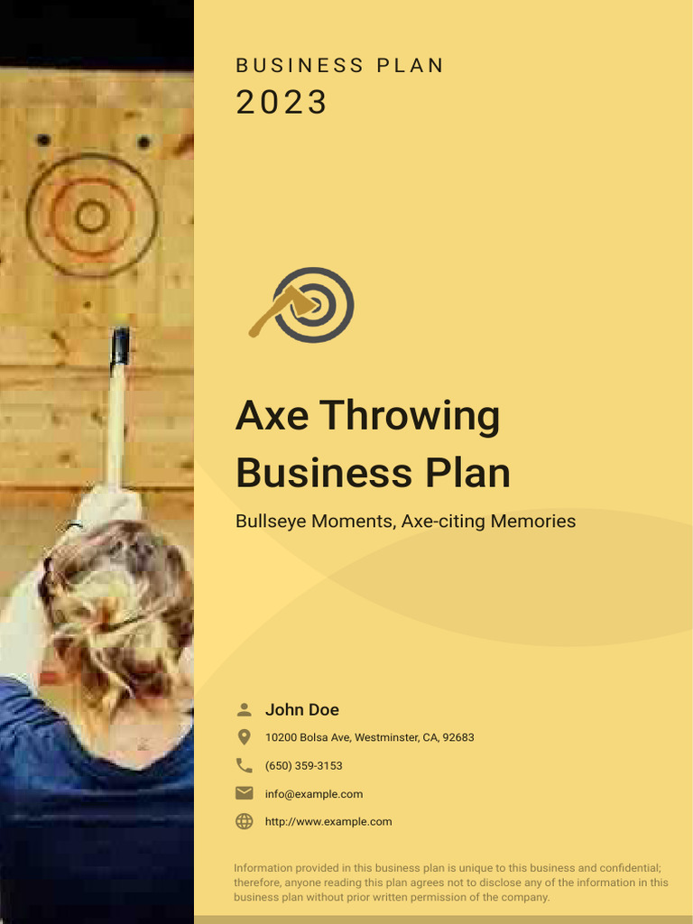 Axe Throwing Business Plan Example Template PDF Marketing Sales