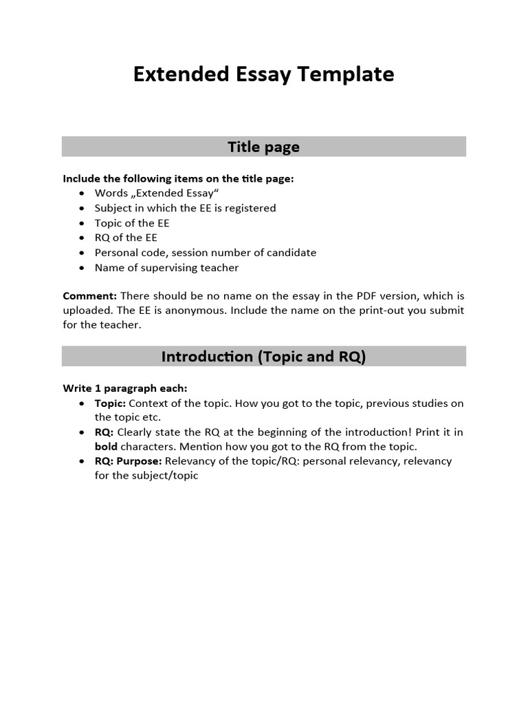 Extended Essay Structure and Guidelines | PDF | Essays | Understanding