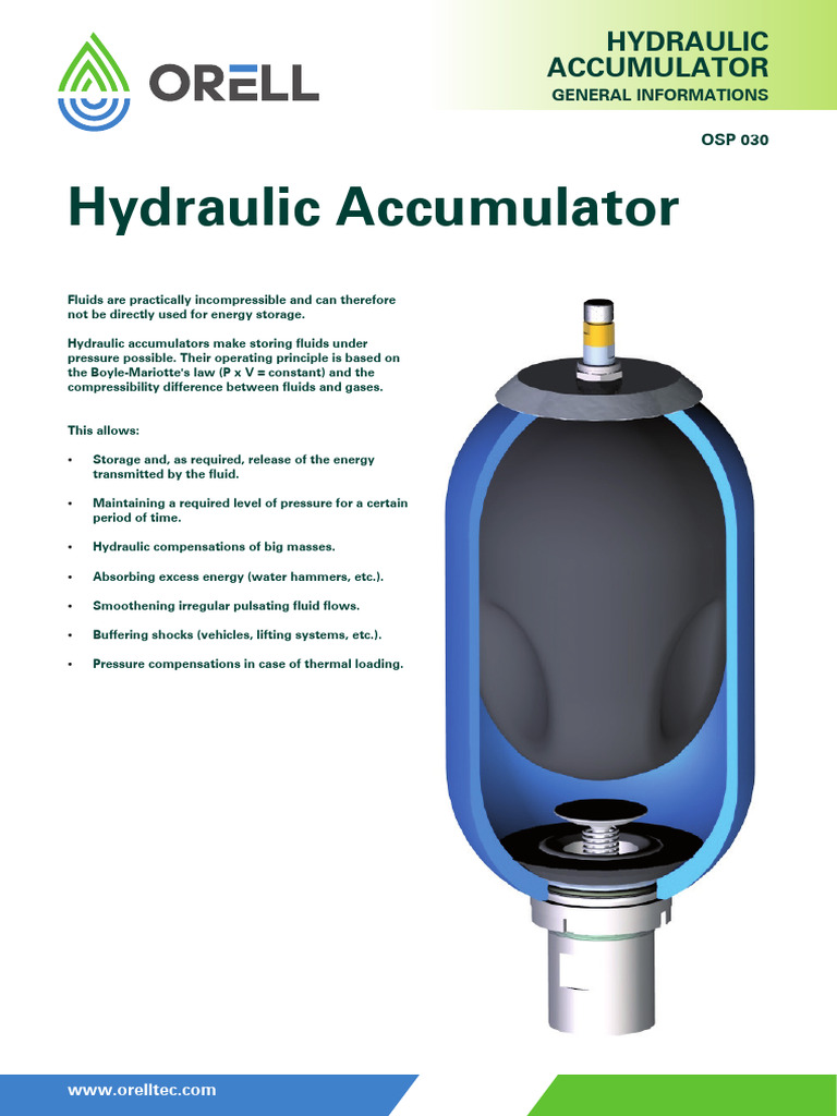 Hydrualic Accumulator Working Principle PDF Gas Technologies