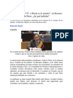 "Apoyar A EE. UU. o Rusia Es Lo Mismo" El Discurso de Petro ¿De Qué Hablaba