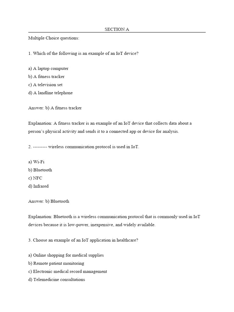 IoT Multiple Choice Questions and Answers | PDF | Internet Of Things ...