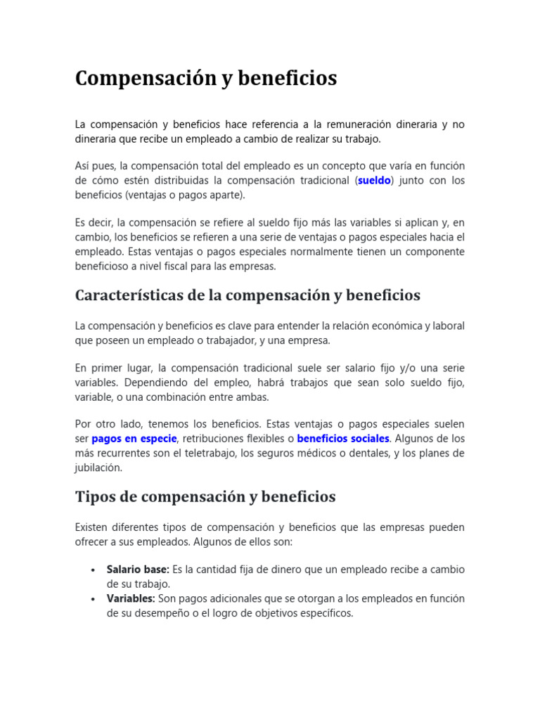 Compensación y Beneficios | PDF